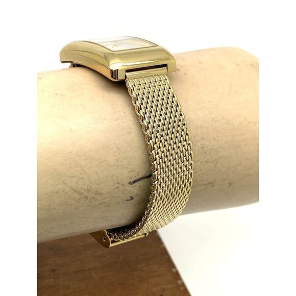 Calvin Klein Women's Watch Silver Dial Quartz Gold Mesh Steel Band Tank … - Picture 11 of 13
